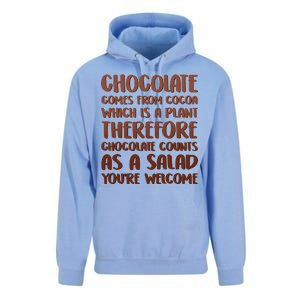 Chocolate Counts As A Salad Funny Unisex Surf Hoodie