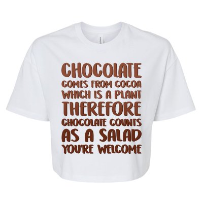 Chocolate Counts As A Salad Funny Bella+Canvas Jersey Crop Tee