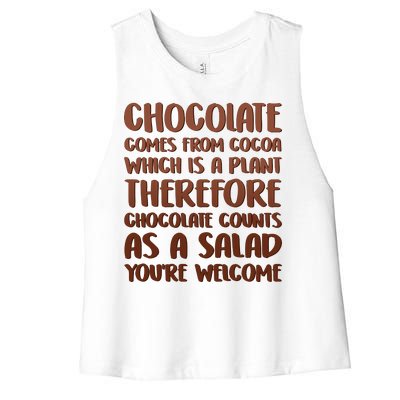 Chocolate Counts As A Salad Funny Women's Racerback Cropped Tank