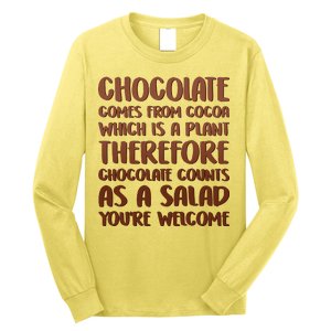 Chocolate Counts As A Salad Funny Long Sleeve Shirt