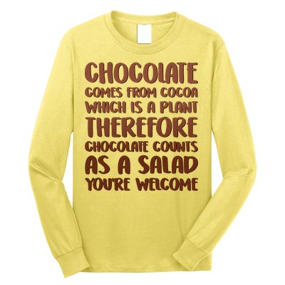 Chocolate Counts As A Salad Funny Long Sleeve Shirt