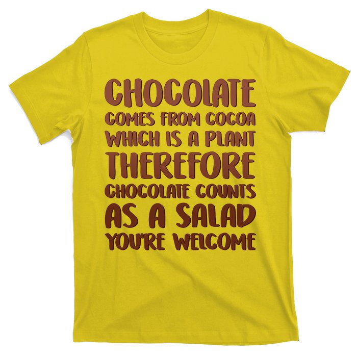 Chocolate Counts As A Salad Funny T-Shirt