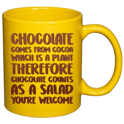 Chocolate Counts As A Salad Funny 11oz C Handle Ceramic Mug