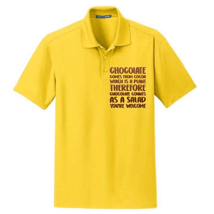 Chocolate Counts As A Salad Funny Dry Zone Grid Polo