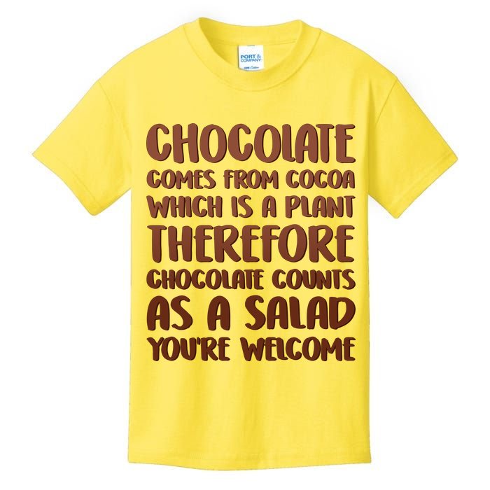 Chocolate Counts As A Salad Funny Kids T-Shirt