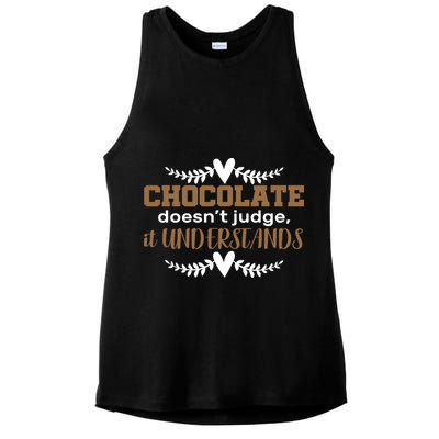 Chocolate Doesn't Judge It Understands Ladies PosiCharge Tri-Blend Wicking Tank