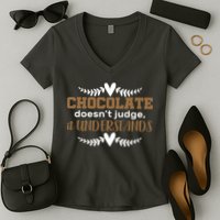 Chocolate Doesn't Judge It Understands Women's V-Neck T-Shirt