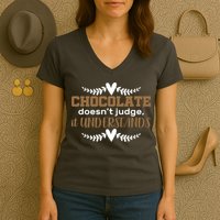 Chocolate Doesn't Judge It Understands Women's V-Neck T-Shirt