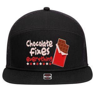 Chocolate Fixes Everything Chocolate Candy Bar 7 Panel Mesh Trucker Snapback Hat