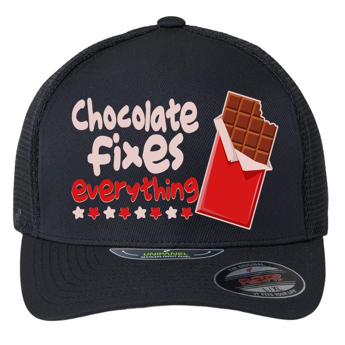Chocolate Fixes Everything Chocolate Candy Bar Flexfit Unipanel Trucker Cap