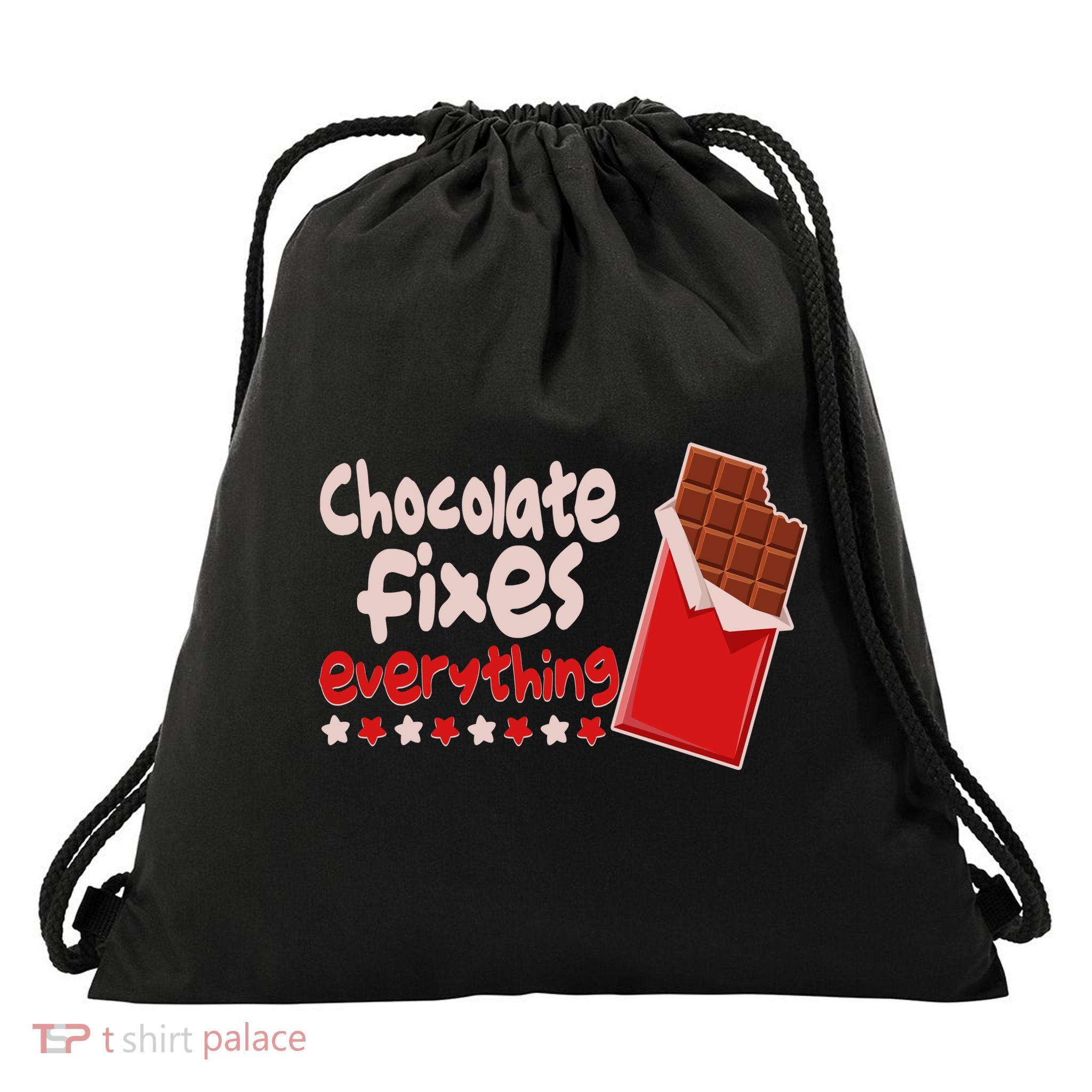 Chocolate Fixes Everything Chocolate Candy Bar Drawstring Bag