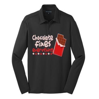 Chocolate Fixes Everything Chocolate Candy Bar Silk Touch Performance Long Sleeve Polo