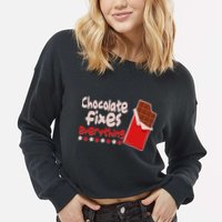 Chocolate Fixes Everything Chocolate Candy Bar Cropped Pullover Crew