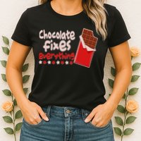 Chocolate Fixes Everything Chocolate Candy Bar Womens T-Shirt