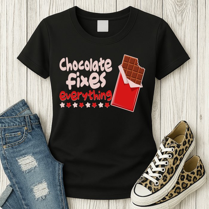 Chocolate Fixes Everything Chocolate Candy Bar Womens T-Shirt
