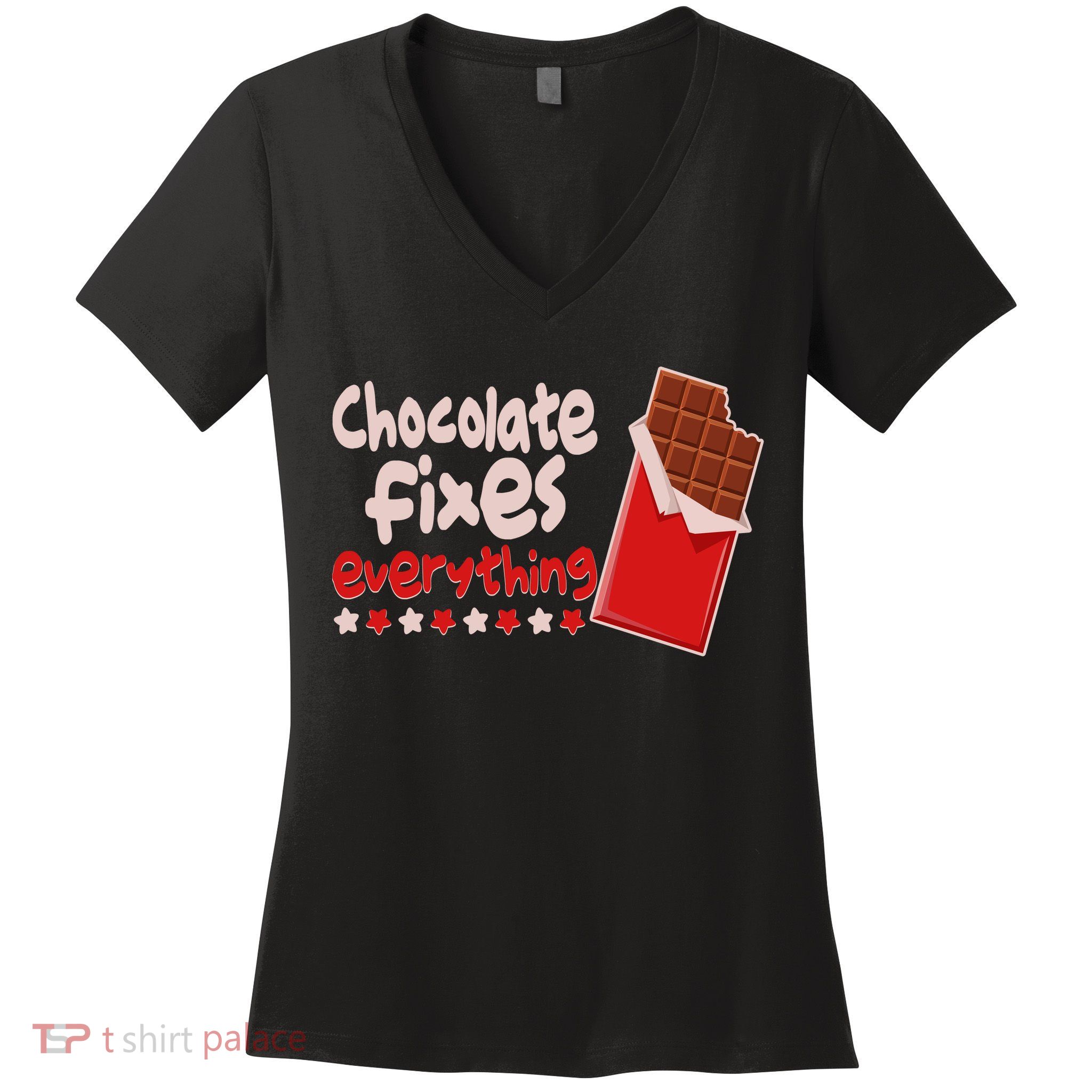 Chocolate Fixes Everything Chocolate Candy Bar Women's V-Neck T-Shirt