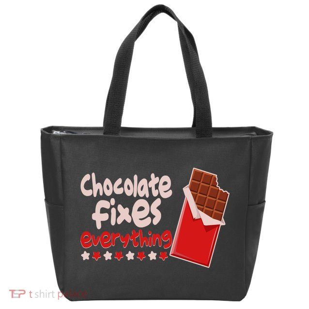 Chocolate Fixes Everything Chocolate Candy Bar Zip Tote Bag