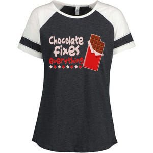 Chocolate Fixes Everything Chocolate Candy Bar Enza Ladies Jersey Colorblock Tee