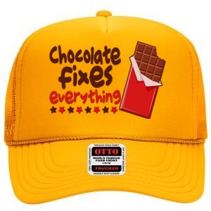 Chocolate Fixes Everything Chocolate Candy Bar High Crown Mesh Back Trucker Hat