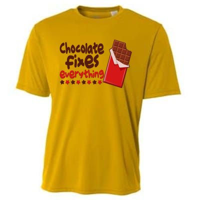 Chocolate Fixes Everything Chocolate Candy Bar Cooling Performance Crew T-Shirt