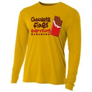 Chocolate Fixes Everything Chocolate Candy Bar Cooling Performance Long Sleeve Crew