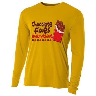 Chocolate Fixes Everything Chocolate Candy Bar Cooling Performance Long Sleeve Crew