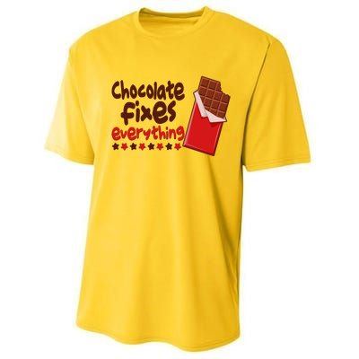 Chocolate Fixes Everything Chocolate Candy Bar Performance Sprint T-Shirt