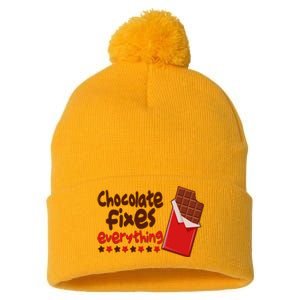 Chocolate Fixes Everything Chocolate Candy Bar Pom Pom 12in Knit Beanie