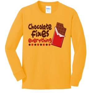 Chocolate Fixes Everything Chocolate Candy Bar Kids Long Sleeve Shirt