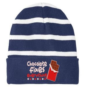 Chocolate Fixes Everything Chocolate Candy Bar Striped Beanie with Solid Band