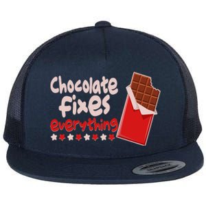 Chocolate Fixes Everything Chocolate Candy Bar Flat Bill Trucker Hat