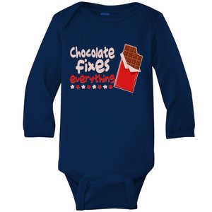 Chocolate Fixes Everything Chocolate Candy Bar Baby Long Sleeve Bodysuit