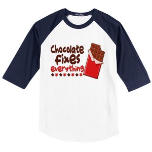 Chocolate Fixes Everything Chocolate Candy Bar Baseball Sleeve Shirt