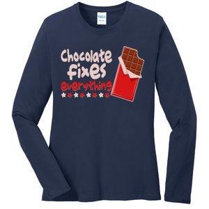 Chocolate Fixes Everything Chocolate Candy Bar Ladies Long Sleeve Shirt