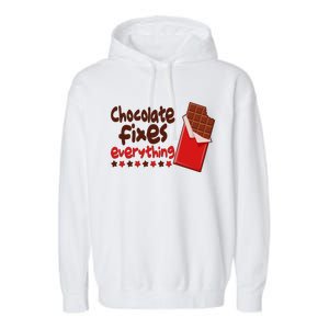 Chocolate Fixes Everything Chocolate Candy Bar Garment-Dyed Fleece Hoodie