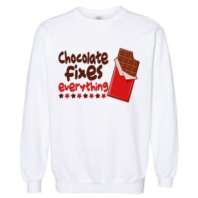 Chocolate Fixes Everything Chocolate Candy Bar Garment-Dyed Sweatshirt