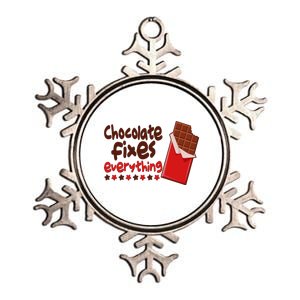 Chocolate Fixes Everything Chocolate Candy Bar Metallic Star Ornament