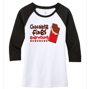 Chocolate Fixes Everything Chocolate Candy Bar Women's Tri-Blend 3/4-Sleeve Raglan Shirt