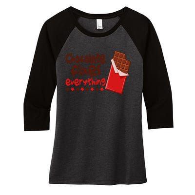 Chocolate Fixes Everything Chocolate Candy Bar Women's Tri-Blend 3/4-Sleeve Raglan Shirt