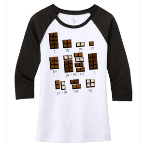 Chocolate Fractions Women's Tri-Blend 3/4-Sleeve Raglan Shirt