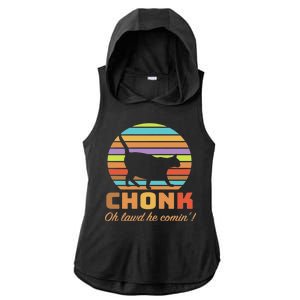 Chonk Scale Cat Meme Ladies PosiCharge Tri-Blend Wicking Draft Hoodie Tank