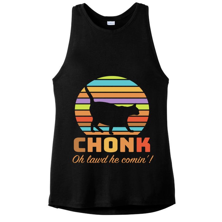 Chonk Scale Cat Meme Ladies PosiCharge Tri-Blend Wicking Tank