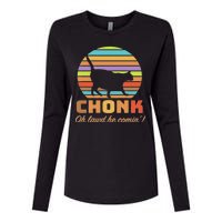 Chonk Scale Cat Meme Womens Cotton Relaxed Long Sleeve T-Shirt