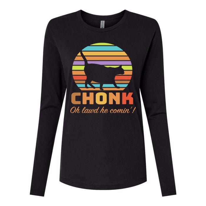 Chonk Scale Cat Meme Womens Cotton Relaxed Long Sleeve T-Shirt