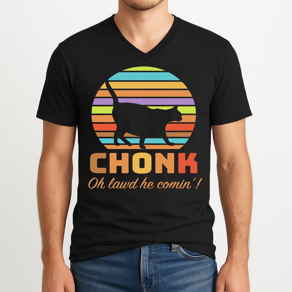 Chonk Scale Cat Meme V-Neck T-Shirt