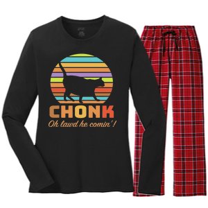 Chonk Scale Cat Meme Women's Long Sleeve Flannel Pajama Set 