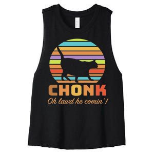 Chonk Scale Cat Meme Women's Racerback Cropped Tank