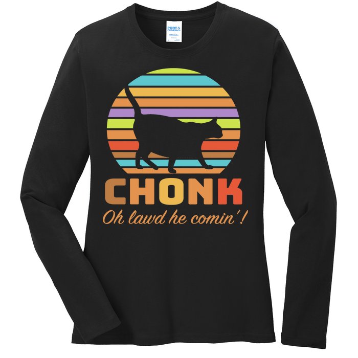 Chonk Scale Cat Meme Ladies Long Sleeve Shirt