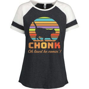 Chonk Scale Cat Meme Enza Ladies Jersey Colorblock Tee