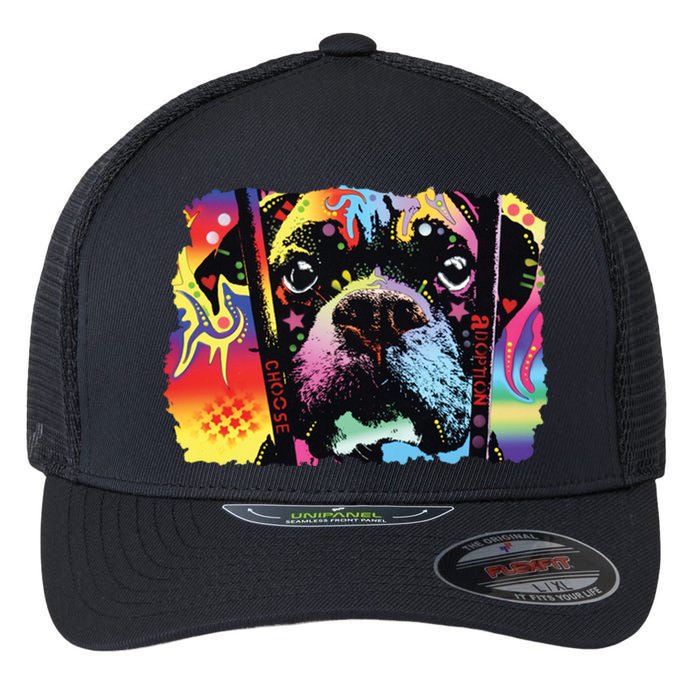 Choose Adoption Boxer Dog Dean Russo Flexfit Unipanel Trucker Cap